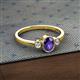 2 - Nikolia Desire Oval Cut Iolite and Round Diamond Three Stone Engagement Ring 
