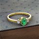 2 - Nikolia Desire Oval Cut Emerald and Round Diamond Three Stone Engagement Ring 