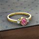 2 - Nikolia Desire Oval Cut Pink Tourmaline and Round Diamond Three Stone Engagement Ring 