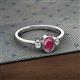 2 - Nikolia Desire Oval Cut Rhodolite Garnet and Round Diamond Three Stone Engagement Ring 