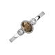 3 - Nikolia Desire Oval Cut Smoky Quartz and Round Diamond Three Stone Engagement Ring 