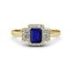 1 - Jessica Rainbow Emerald Cut Lab Created Blue Sapphire with Round and Princess Cut Diamond Engagement Ring 