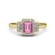 1 - Jessica Rainbow Emerald Cut Lab Created Pink Sapphire with Round and Princess Cut Diamond Engagement Ring 