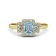1 - Jessica Rainbow Emerald Cut Aquamarine with Round and Princess Cut Diamond Engagement Ring 
