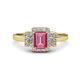 1 - Jessica Rainbow Emerald Cut Pink Tourmaline with Round and Princess Cut Diamond Engagement Ring 
