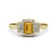 1 - Jessica Rainbow Emerald Cut Citrine with Round and Princess Cut Diamond Engagement Ring 