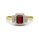 1 - Jessica Rainbow Emerald Cut Red Garnet with Round and Princess Cut Diamond Engagement Ring 