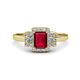 1 - Jessica Rainbow Emerald Cut Lab Created Ruby with Round and Princess Cut Diamond Engagement Ring 