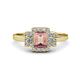 1 - Jessica Rainbow Emerald Cut Morganite with Round and Princess Cut Diamond Engagement Ring 