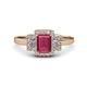 1 - Jessica Rainbow Emerald Cut Rhodolite Garnet with Round and Princess Cut Diamond Engagement Ring 