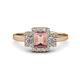 1 - Jessica Rainbow Emerald Cut Morganite with Round and Princess Cut Diamond Engagement Ring 