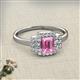 2 - Jessica Rainbow Emerald Cut Lab Created Pink Sapphire with Round and Princess Cut Diamond Engagement Ring 