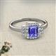2 - Jessica Rainbow Emerald Cut Tanzanite with Round and Princess Cut Diamond Engagement Ring 