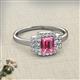 2 - Jessica Rainbow Emerald Cut Pink Tourmaline with Round and Princess Cut Diamond Engagement Ring 