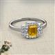 2 - Jessica Rainbow Emerald Cut Citrine with Round and Princess Cut Diamond Engagement Ring 
