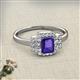 2 - Jessica Rainbow Emerald Cut Iolite with Round and Princess Cut Diamond Engagement Ring 