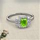 2 - Jessica Rainbow Emerald Cut Peridot with Round and Princess Cut Diamond Engagement Ring 