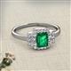 2 - Jessica Rainbow Emerald Cut Lab Created Emerald with Round and Princess Cut Diamond Engagement Ring 