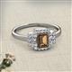 2 - Jessica Rainbow Emerald Cut Smoky Quartz with Round and Princess Cut Diamond Engagement Ring 