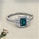 2 - Jessica Rainbow Emerald Cut London Blue Topaz with Round and Princess Cut Diamond Engagement Ring 