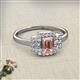 2 - Jessica Rainbow Emerald Cut Morganite with Round and Princess Cut Diamond Engagement Ring 