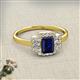 2 - Jessica Rainbow Emerald Cut Lab Created Blue Sapphire with Round and Princess Cut Diamond Engagement Ring 
