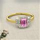 2 - Jessica Rainbow Emerald Cut Lab Created Pink Sapphire with Round and Princess Cut Diamond Engagement Ring 