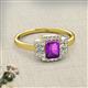 2 - Jessica Rainbow Emerald Cut Amethyst with Round and Princess Cut Diamond Engagement Ring 