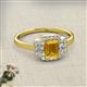 2 - Jessica Rainbow Emerald Cut Citrine with Round and Princess Cut Diamond Engagement Ring 