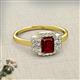 2 - Jessica Rainbow Emerald Cut Red Garnet with Round and Princess Cut Diamond Engagement Ring 