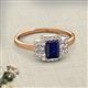 2 - Jessica Rainbow Emerald Cut Lab Created Blue Sapphire with Round and Princess Cut Diamond Engagement Ring 