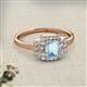 2 - Jessica Rainbow Emerald Cut Aquamarine with Round and Princess Cut Diamond Engagement Ring 