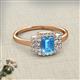 2 - Jessica Rainbow Emerald Cut Blue Topaz with Round and Princess Cut Diamond Engagement Ring 