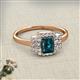 2 - Jessica Rainbow Emerald Cut London Blue Topaz with Round and Princess Cut Diamond Engagement Ring 