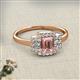 2 - Jessica Rainbow Emerald Cut Morganite with Round and Princess Cut Diamond Engagement Ring 