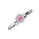3 - Elsa Rainbow Oval Cut Pink Sapphire and Round Diamond Sunburst Halo Promise Ring 