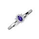 3 - Elsa Rainbow Oval Cut Iolite and Round Diamond Sunburst Halo Promise Ring 