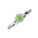 3 - Elsa Rainbow Oval Cut Peridot and Round Diamond Sunburst Halo Promise Ring 