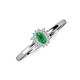3 - Elsa Rainbow Oval Cut Emerald and Round Diamond Sunburst Halo Promise Ring 