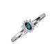 3 - Elsa Rainbow Oval Cut London Blue Topaz and Round Diamond Sunburst Halo Promise Ring 
