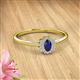 2 - Elsa Rainbow Oval Cut Blue Sapphire and Round Diamond Sunburst Halo Promise Ring 