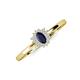 3 - Elsa Rainbow Oval Cut Blue Sapphire and Round Diamond Sunburst Halo Promise Ring 