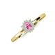 3 - Elsa Rainbow Oval Cut Pink Sapphire and Round Diamond Sunburst Halo Promise Ring 