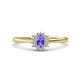 1 - Elsa Rainbow Oval Cut Tanzanite and Round Diamond Sunburst Halo Promise Ring 
