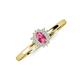3 - Elsa Rainbow Oval Cut Pink Tourmaline and Round Diamond Sunburst Halo Promise Ring 
