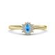 1 - Elsa Rainbow Oval Cut Blue Topaz and Round Diamond Sunburst Halo Promise Ring 