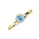 3 - Elsa Rainbow Oval Cut Blue Topaz and Round Diamond Sunburst Halo Promise Ring 
