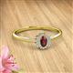2 - Elsa Rainbow Oval Cut Red Garnet and Round Diamond Sunburst Halo Promise Ring 