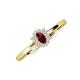 3 - Elsa Rainbow Oval Cut Red Garnet and Round Diamond Sunburst Halo Promise Ring 