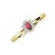3 - Elsa Rainbow Oval Cut Rhodolite Garnet and Round Diamond Sunburst Halo Promise Ring 